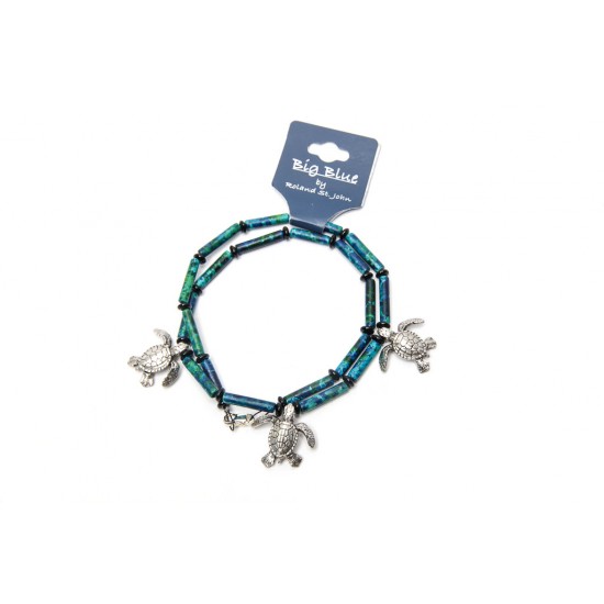 Big Blue 项链 - 海龟项链 (蓝绿色陶瓷珠)