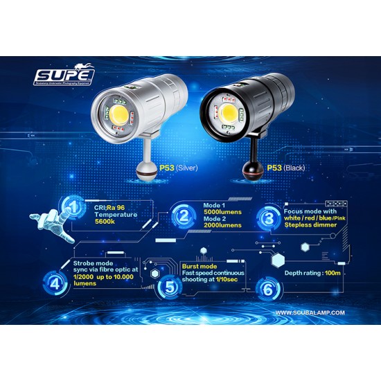 SUPE P53 Video-Focus-Strobe 多用途摄影灯 (5,000 流明) SUPE P53 Video-Focus-Strobe 多用途摄影灯 (5,000 流明)