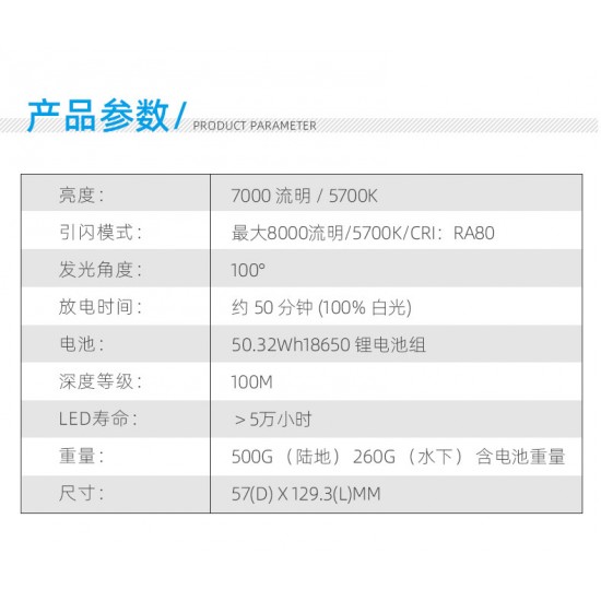 Weefine WF081 Smart Focus 7000 流明摄影灯 (有闪灯模式, 包含球座, RA80, 5700K)