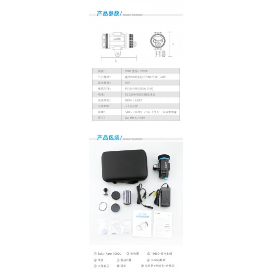 Weefine WF099 Solar Flare 7000s 流明摄影灯 (有闪灯模式, 包含球座, RA95, 5700K, 角度150°) Weefine WF099 Solar Flare 7000s 流明摄影灯 (有闪灯模式, 包含球座, RA95, 5700K, 角度150°)