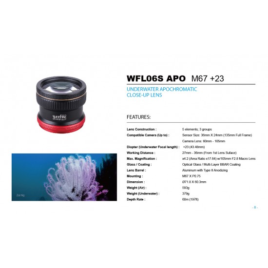 Weefine WFL06S APO 微距镜 (+23, M67, 设计给全幅单反搭配60-105mm镜头使用)