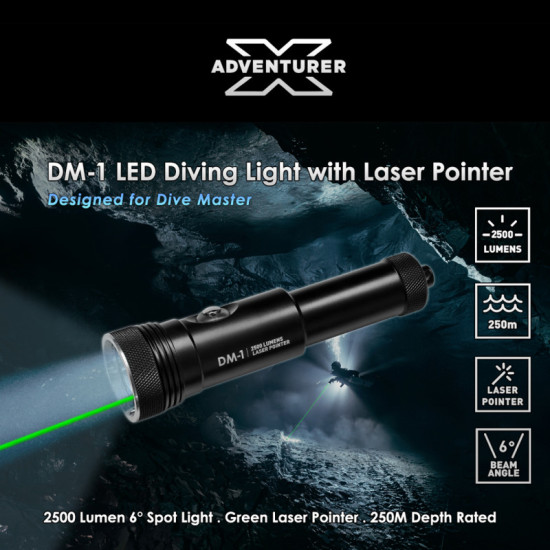 X-Adventurer DM-1 绿激光潜水电筒 2500流明